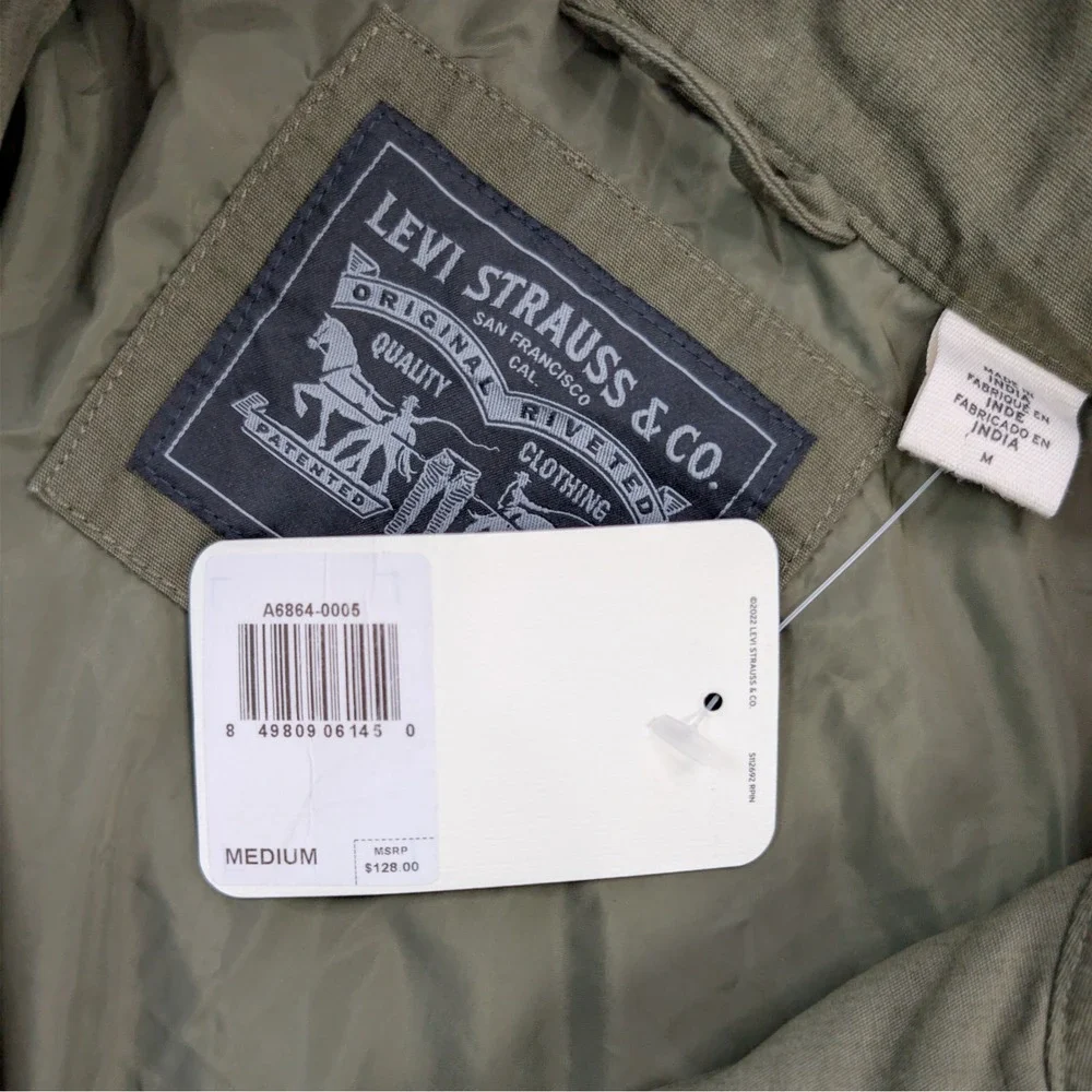 NWT Levi's Olive Cotton Bomber Jacket Utility Military M